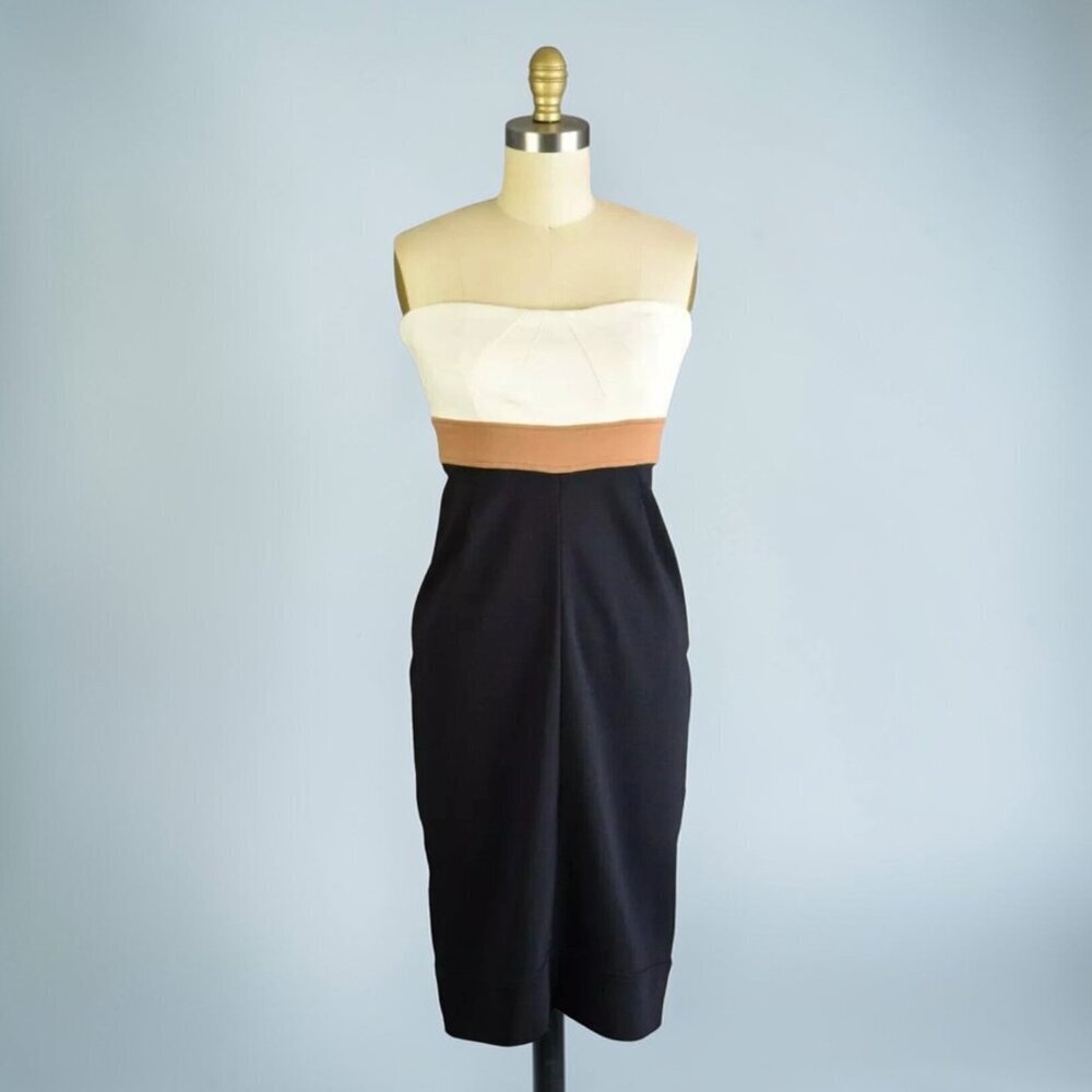 DIANE VON FURSTENBERG RHYTHM STRAPLESS COLOR BLOCK DRESS - Picture 3 of 8